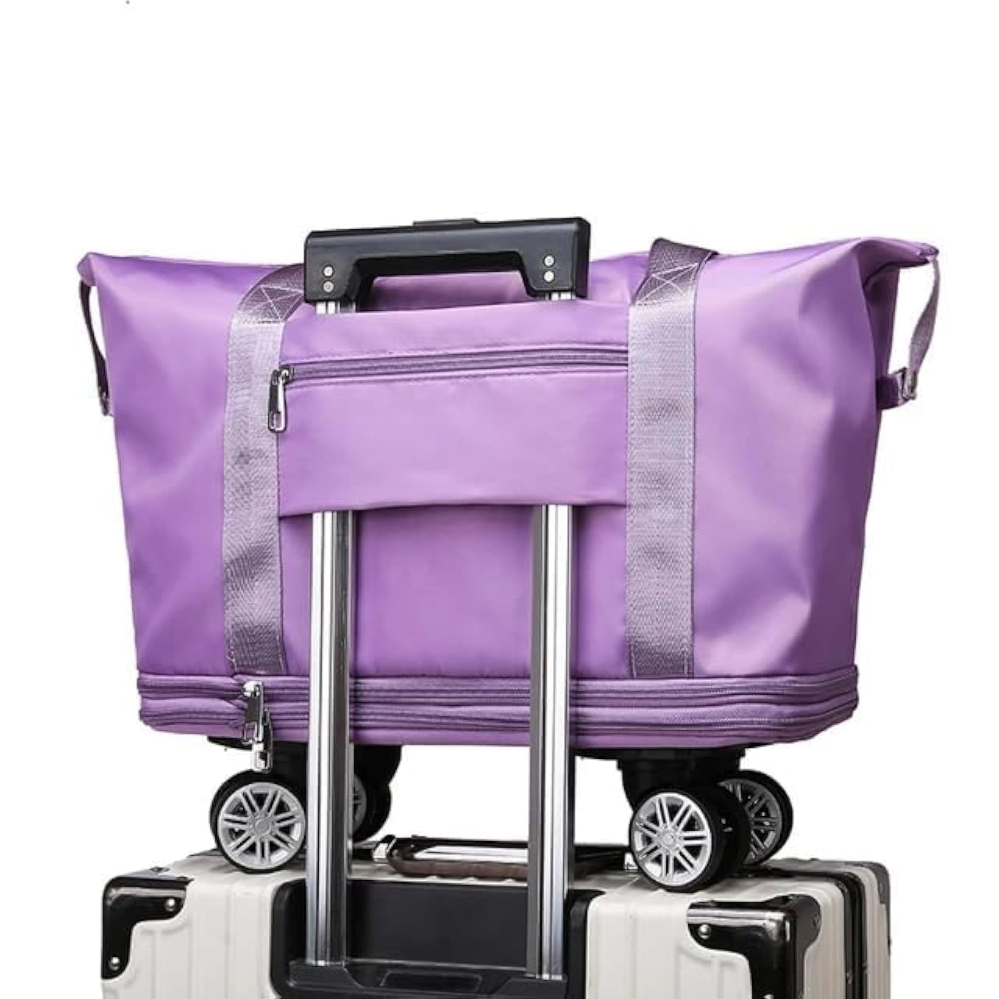 50L Grey Rolling Duffle Bag with Wheels, Expandable