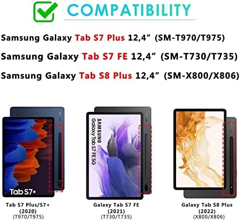 KATUMO Case for Samsung Galaxy Tab S7 FE / S8 Plus/ S7 Plus 12.4-Inch, with Auto Wake-up Stand Slim Case for Tablet Samsung S8+2022/S7 FE 2021/S7+2020 Smart Tablet Cover T730/T735/T736/T738