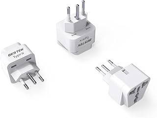 BESTEK Brazil, South Africa Travel Plug Adapter, Grounded Universal Type N Plug Adapter BR to US Adapter - Ultra Compact for Brazil, South Africa and More, 3 Pack