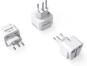BESTEK Brazil Travel Plug Adapter, Grounded Universal Type N Plug Adapter BR to US Adapter - Ultra Compact for Brazil, 3 Pack