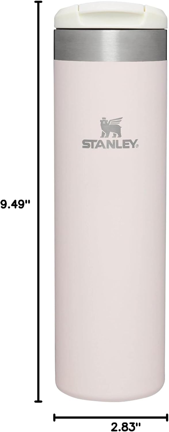 Stanley AeroLight Transit Bottle 20 oz | Locking Drink Through Lid | Leak Resistant Water Bottle or Coffee Travel Mug | Lightweight Insulated Stainless Steel | BPA-Free | Rose Quartz Glimmer