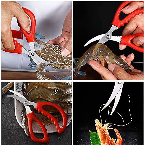 21 Pcs Crab Crackers And Tools, 6 Crab Leg Crackers, 6 Stainless Steel Lobster Shell Forks, 6 Crab Leg Forks, 2 Seafood Scissors & Storage Bag, Nut Cracker Set #TOP4