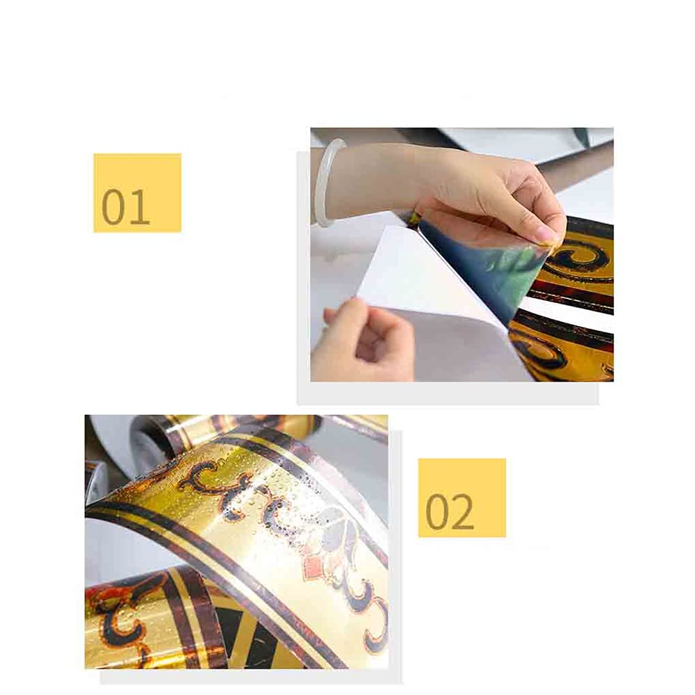 Autocollant de tuile de mur imperméable en PVC doré frise murale adhésive