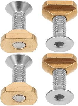 Abaodam M6 Sliding Nuts Set with Hexagonal Screws Hydrofoil Track Screws for Surfboard Mounting T-Nut Hardware for Sup Foil Accessories Water Sports Equipment 4 Nuts and 4 Screws