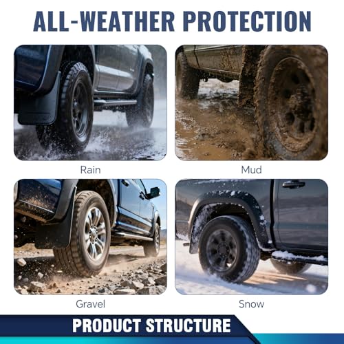 Image of PIT66 Rear Molded Mud Flaps, Compatible with Toyota Tacoma 2005-2015 2Pcs Heavy Duty Splash Guards Wheel Fender Mudguard