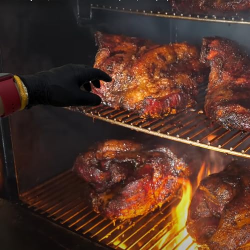 Image of BBQ Gloves Disposable Heat Resistant - 4 Reusable Cotton Liners & 100 Nitrile Gloves for Barbecue Smoker, Grilling, Cooking Hot Meat, Food Prep - 10Mil, Non-Slip Grip, Black X-Large