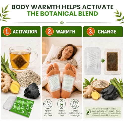 Image of Sole Serenity Foot Pads - Zeolite Mineral, Ginger Root, Wormwood, Bamboo Vinegar, Foot Spa for Achy Feet - 20 Pads