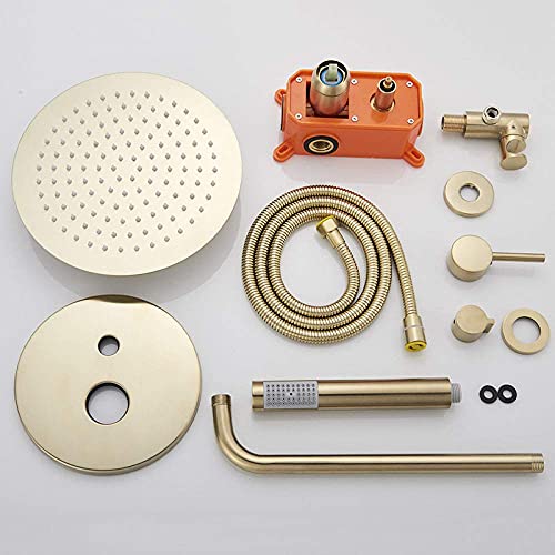 Pomme de douche à effet pluie de 25,4 cm dorée avec mitigeur mural durable - 5