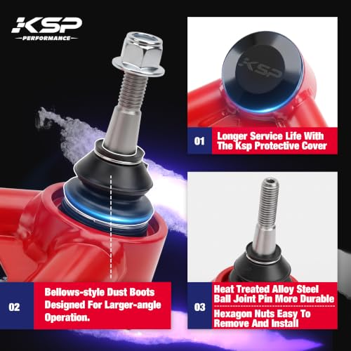 Image of KSP 2-4 inch Upper Control Arms for Silverado Sierra 2007-2018, Adjustable Steel Control Arm Compatible With Chevy GMC Avalanche Tahoe Yukon 2 /4WD, Aftermarket UCA Replace Factory Cast Steel /Forged Arms