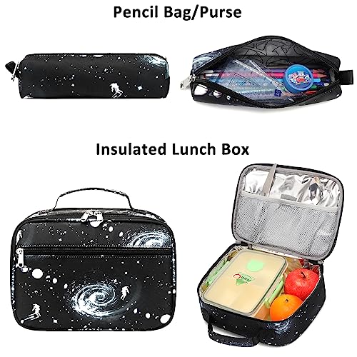 Joyfulife Galaxy Backpack Set for Kids with Lunch Box & Pencil Case
