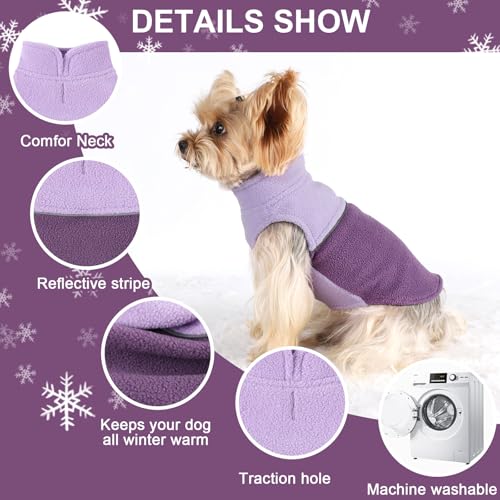 Image of Dog Clothes for Small Dogs Fleece Vest Dog Sweater Boy Girl, Warm Pullover Fleece Doggie Jacket, Winter Pet Ourfit Chihuahua Sweater - Yorkie Clothes (Double Purple, X-Small)