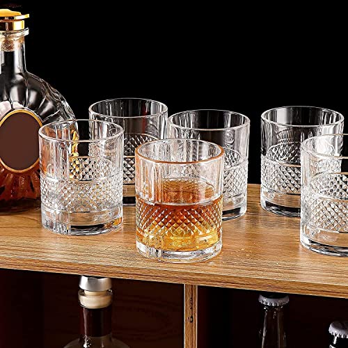 Image of LUXU Premium Crystal Old Fashioned Whiskey Glasses, 310 ml, Set of 6 Transparent Tumblers, Perfect for Scotch, Bourbon, Wine, Cocktails, Gift for Whisky Lovers (RTZ-6)