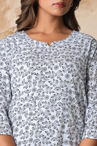 Image of Women's Pure Cotton Printed Night Suit,Top and Relaxed Pajama Set, Stylish Sleepwear, Casual Wear