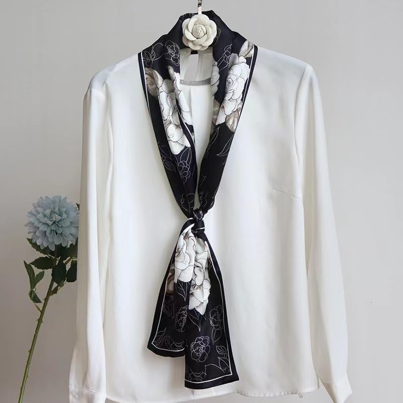 ANDANTINO 100% Silk Scarf for Women 58”*6.3” Long Shawls for Headscarf and Neck- Oblong Hair Wraps with Gift Packed - Image 6