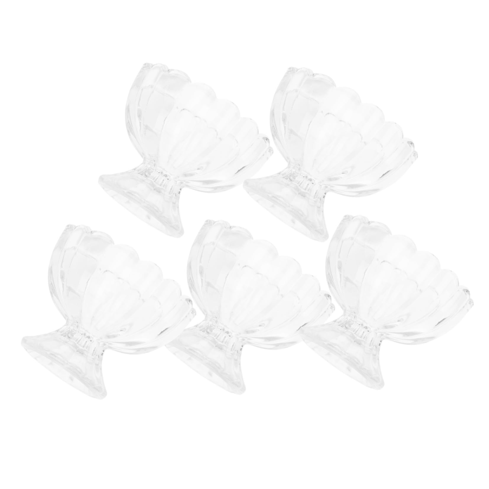 Coppe Dessert in Vetro a Forma di Loto, 150ml, Set 5 Pezzi, Facili da Pulire, per Gelato e Budino