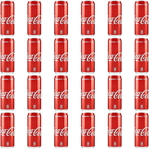 Lot de 24 boîtes de Coke Cola Original taste Cola 330 ml Boisson italienne sans alcool