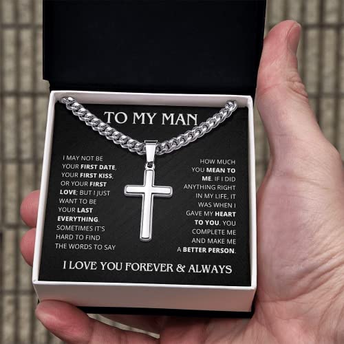 FG Family Gift Mall Husband Birthday Gifts From Wife Best Sentimental Gift Ideas Necklace Jewelry Chain Faith Cross Christmas Valentines Day Personalized Present For Men2