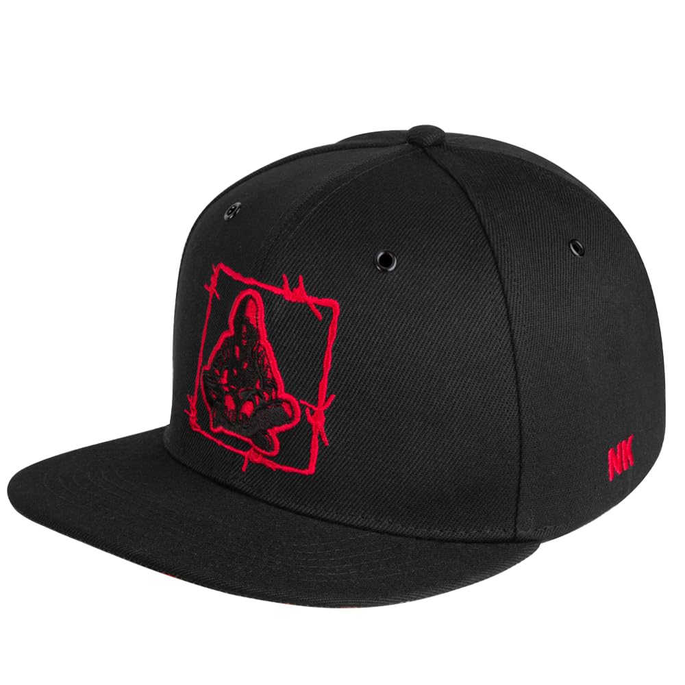 Nebelkind Casquette Snapback-Hommes Femmes Barbed Wire 2 Noir Rouge, Taille Unique onesize, Taille réglable, Unisexe, Style Streetwear, Casquette de Baseball avec visière Droite, Retro