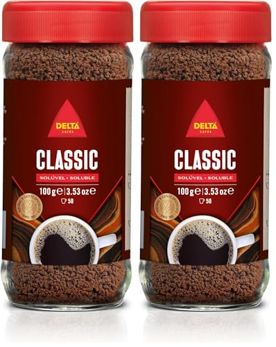 Delta Cafés - Café Soluble Instantáneo - Procedente de Producción Ecológica - Disolución Rápida - Aroma Intenso - 100 G (Paquete de 2)