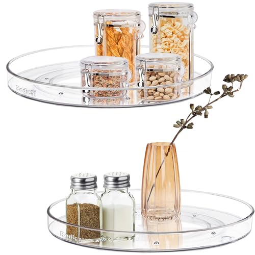 BodiCal 2 Pack Lazy Susan Organizer, 10.6" Clear Lazy Susan Turntable for Kitchen Cabinet,Turntable Organizer for Countertop, Pantry Organization and Storage by BodiCal - Used condition - US$11.13