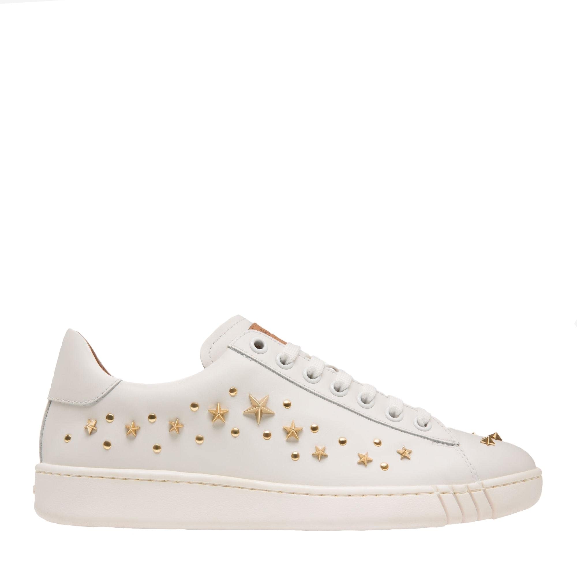 BALLY Wiera Ladies White Leather Studded Sneakers US 7