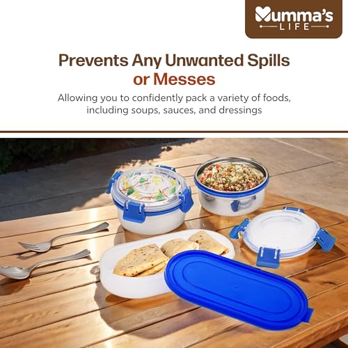 Image of Mumma's LIFE Stainless Steel Lunch Box Suitable for School, Offices and picnics(280 ML) (Black) (GRIN)