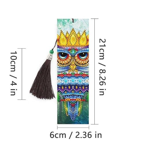 4 Pieces Owl Diamond Bookmark 5D Painting Beaded Bookmarks Leather Tassel Bookmark Diamond Art Bookmark Diy Making #TOP6