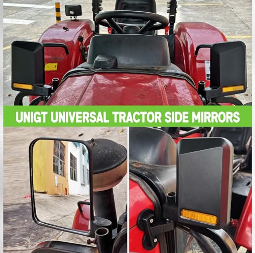 UNIGT Universal Tractor Side Mirrors Compatible with Forklifts, Lawn Movers Kubota B BX Mahindra Tractor Accessories with Rubber Coated Magnetic Mounting Base - Plug and Play - Thumbnail 2