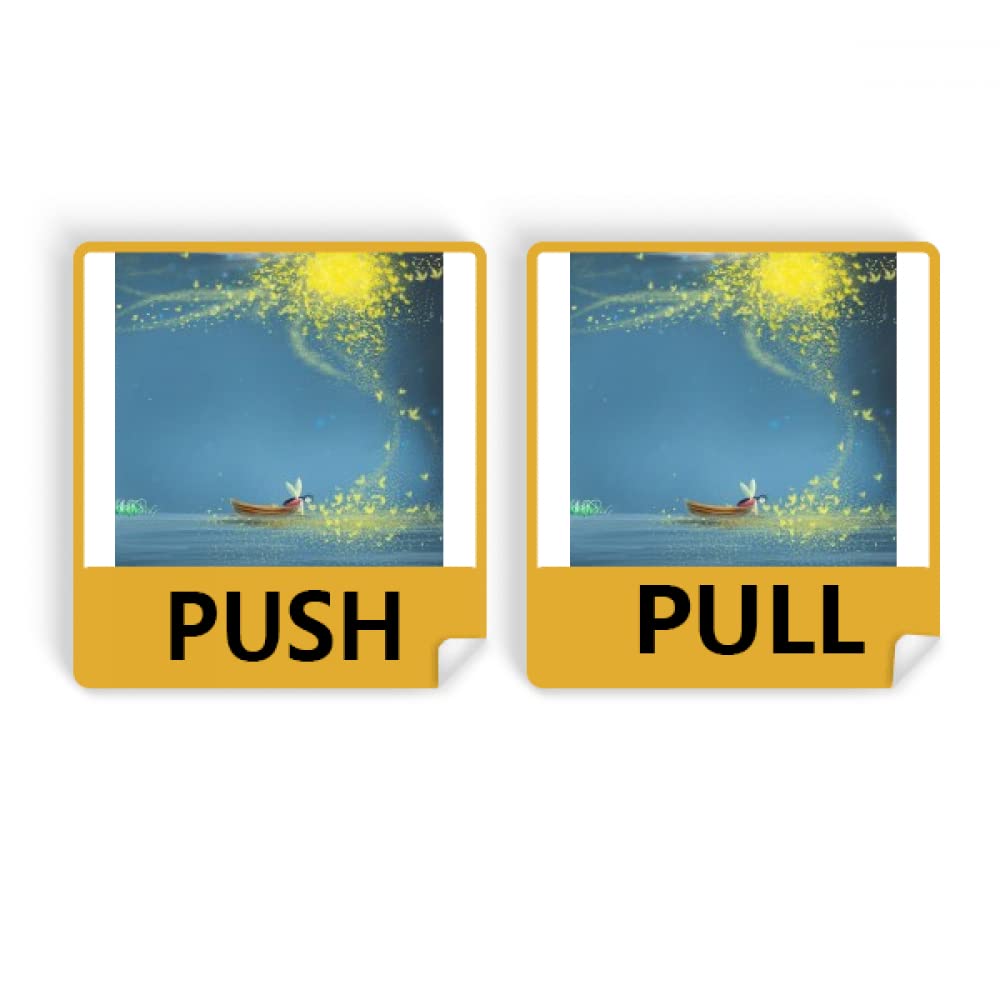 Silent Night Light Boat Fairy Fuying Painting Push Pull Door Sign Vinyl Stickers Shop