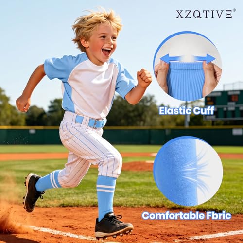 Image of XZQTIVE Baseball Softball Socks and Belt Combo Set Adjustable Softball Socks and Elastic Belt for Kids Youth Adult