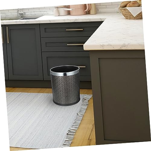 Caneca de basura rectangular de plástico negra miniatura 3