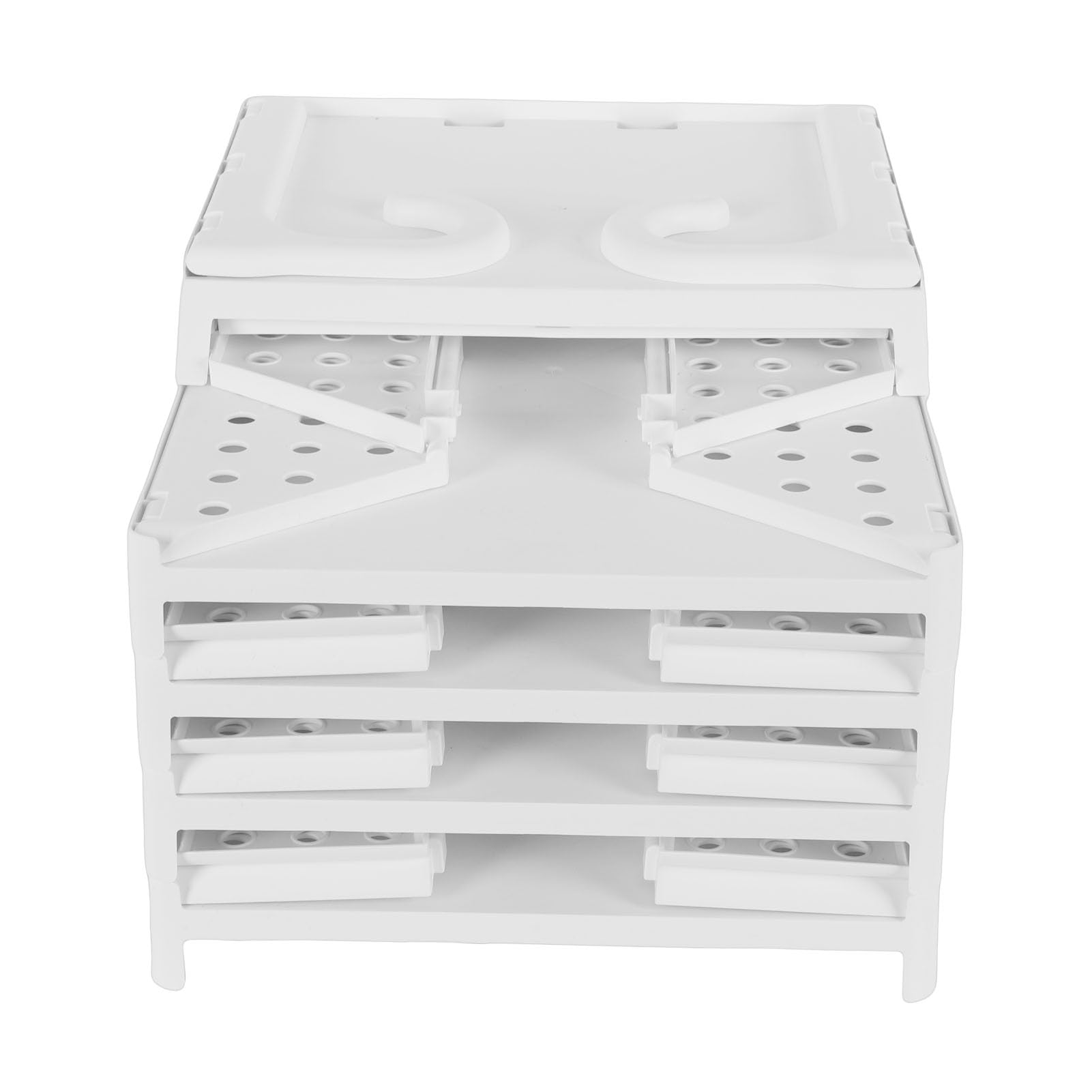 Fafeicy Organizer Pieghevole per Armadio Pensile, Cestello Portaoggetti per Armadio di Grande capacità in Materiale PP con 2 Ganci per Uso in Camera da Letto e Dormitorio (4 livelli)