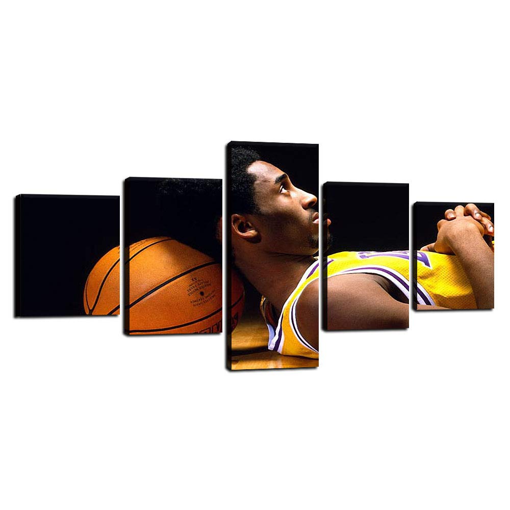 GoForArt Kobe Bryant Wall Decor Art Paintings 5 Piece Canvas Picture Artwork Living Room Prints Poster Decoration Wooden Framed Ready to Hang [50''W x 24''H]