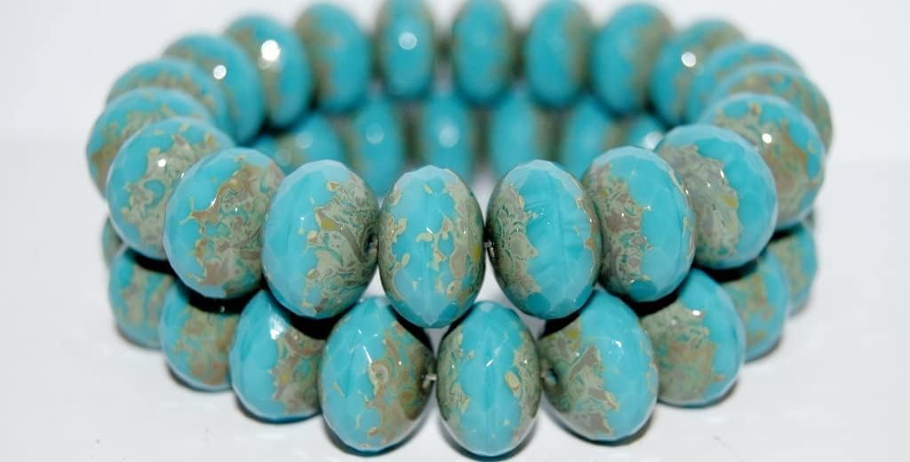 300 pcs Faceted Special Cut Rondelle Fire Polished Beads, 17025 Travertin (17025 86800), Glass, Czech Republic, Size 9 x 6 mm (0.35 x 0.24 in)