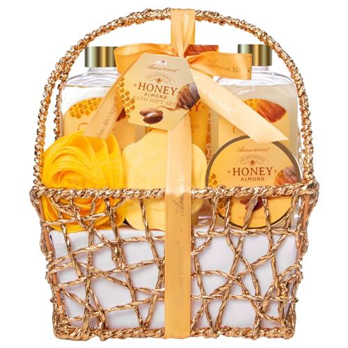Birthday Gifts for Women, Honey Almond Spa Gift Baskets Bath Set for Women