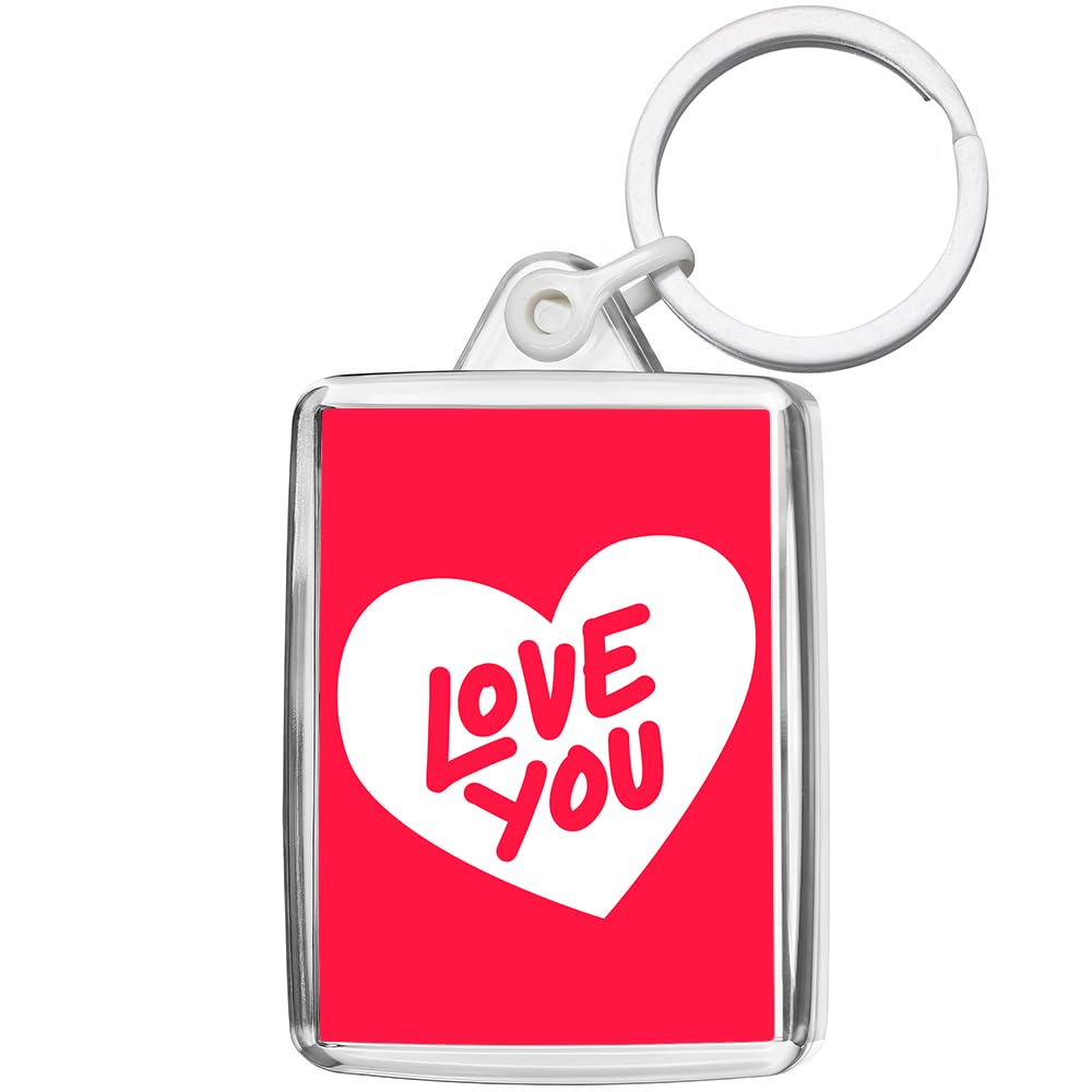 Pixly Unisex Clear Pixly® I Love You Keyring Key Fob Keychain Keepsake Gift For Him Her Husband Wife Girlfriend Boyfriend Valentine