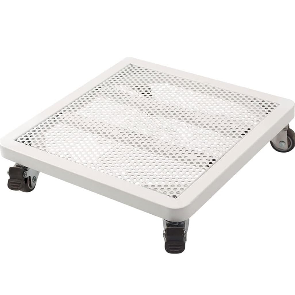 DFGHNBVC Large Rolling Plant Stand Caddy Outdoor With Lock Wheels, 330Lb Capacity Square Metal Heavy Duty Planter Caddy With Casters Roller Base Square Plant Movers 16Inch,White-12Inch