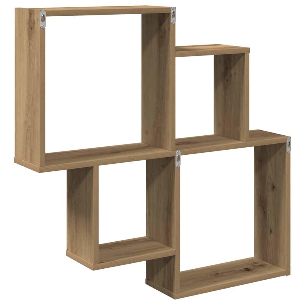 Wandregal Artisan-Eiche 80x15x78,5 cm Holzwerkstoff Schweberegal starker 60 kg Hängeregal Modernes Design Bodenfrei Bad Küche Wohnzimmer Schlafzimmer