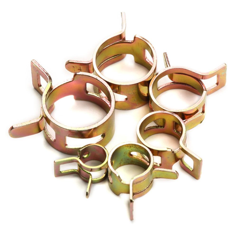 50 pezzi clip a molla in acciaio al carbonio per tubo del carburante, tubo flessibile dell'acqua, fascette per tubi, accessori per auto zincati, 6-22 mm
