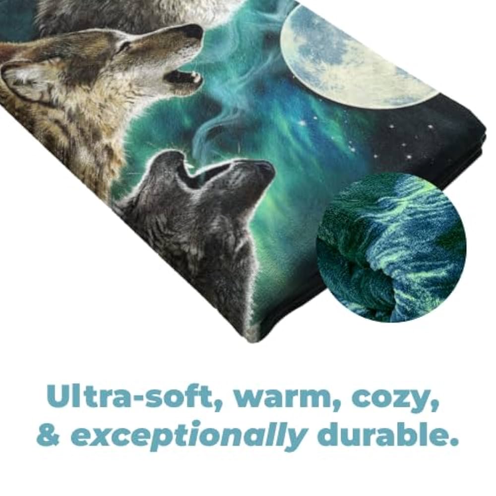 Amazon.com: Dawhud Direct Howling Wolf Fleece Blanket for