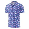 QIXING Mens Golf Polo T Shirts for Men UK Tops (Blue Flamingo, L)