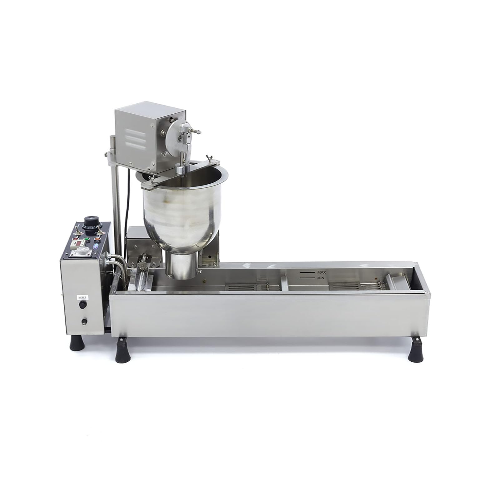 Commercial Automatic Donut Maker Machine - Single Row with 3 Ring Mold Sizes, Fully Automatic, Corrosion Resistant, Ideal for Bakery &amp; Food Carts.