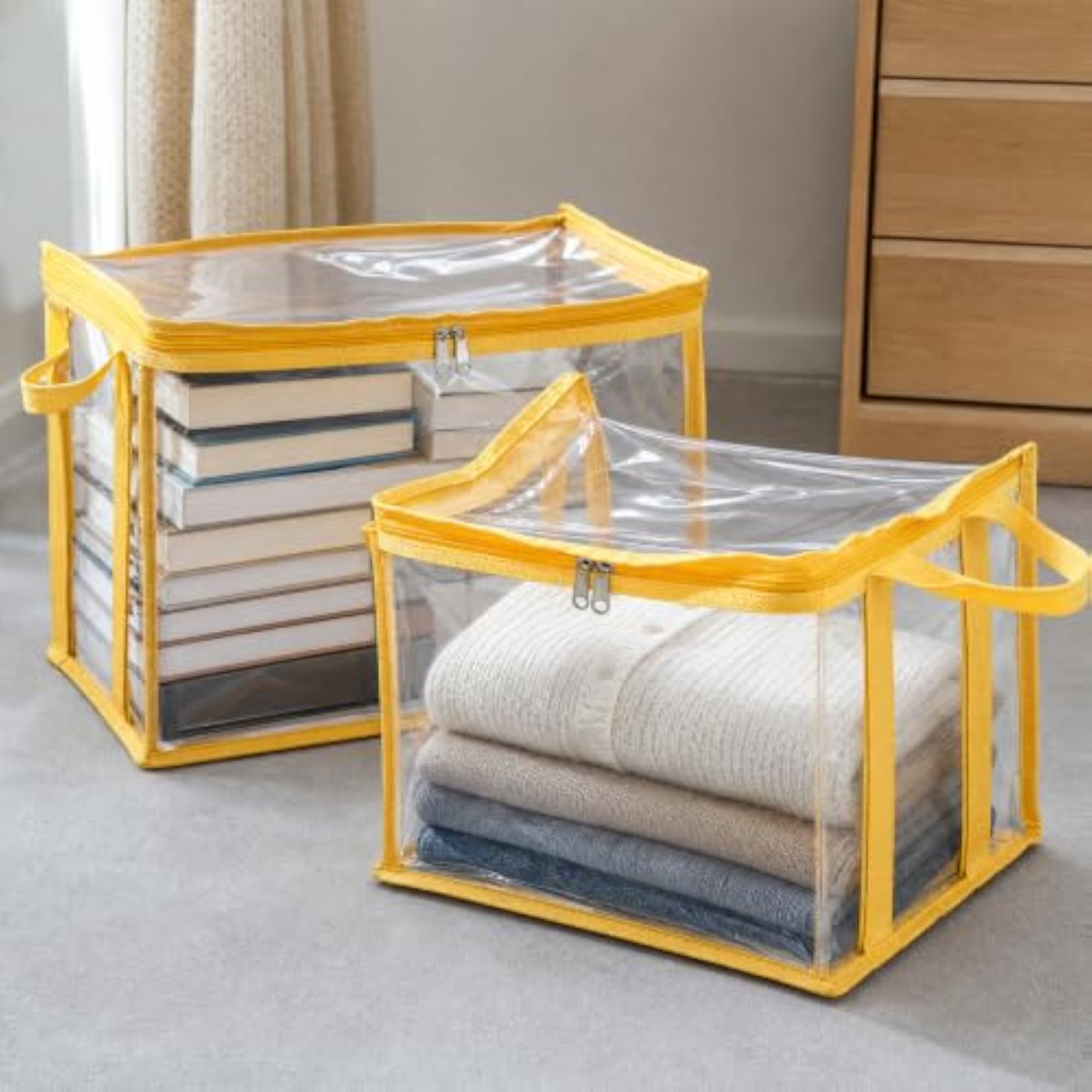 Clear Dustproof Book Bag Large Capacity Storage Organizer for Students