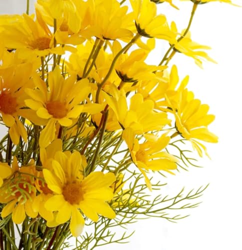 Image of SATYAM KRAFT 15 Pcs Artificial Daisy Sunflowers for Home Decor, Office, Living Room, Balcony, Wedding & Gifting | Realistic Faux Flower (Only Flower, No Vase)(Fabric) (Yellow)