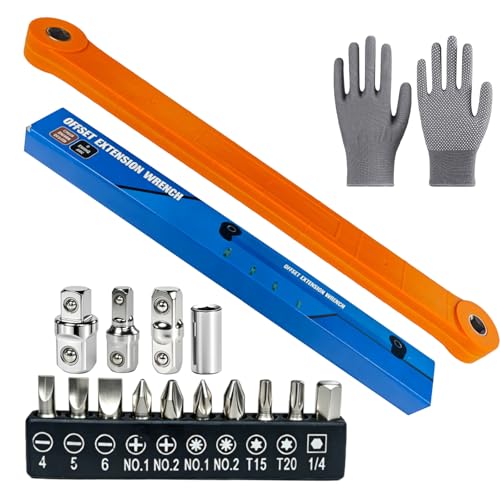 Hutglcfpy Rallonge 3/8 Rallonge Cliquet Outillage Mecanique Auto avec Adaptateurs d Entrainement Carré 1/4 3/8 1/2 Douille Adaptateur 1/4 et 10 Embouts de...