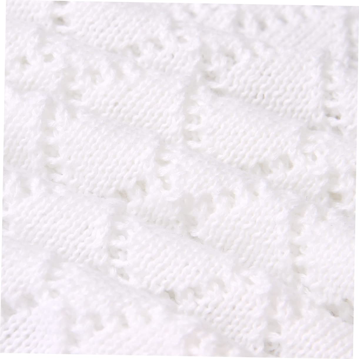 ibasenice Coperta Maglia Per Autunno Inverno e Leggera Coperta Per Passeggino e Lettino Design Intrecciato e Traspirante Colore Sbiancato