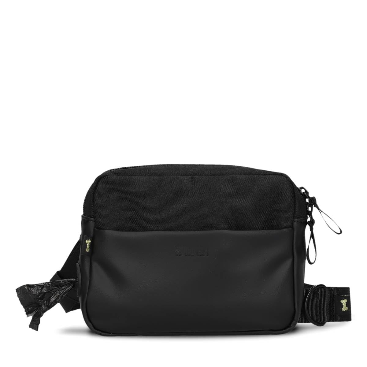 Zwei Hunde Leckerli Tasche Leo LEH50 im modernen Casual Look – Futterbeutel für Hundetraining & Gassi gehen, Kotbeutelspender, Verstellbarer Gurt als Bauchtasche & Crossbody Bag tragbar (Black)