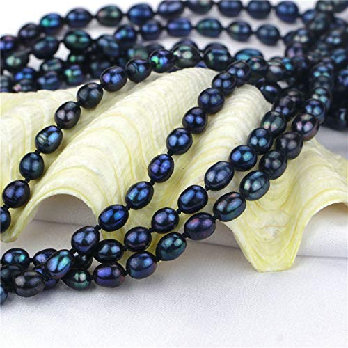 Women's Long Beaded Pearl Necklace - Natural Freshwater 8-9mm Baroque Pearls in White, Black, Pink, and Multicolor - 48 Inches2