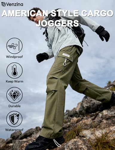 Image of Venzina Men's Techwear Casual Pants, 2-in-1 Straight Leg Waterproof Quick-Dry Joggers, Urban Functional Pants with Contrast Zipper, for Commuting Travel Workout