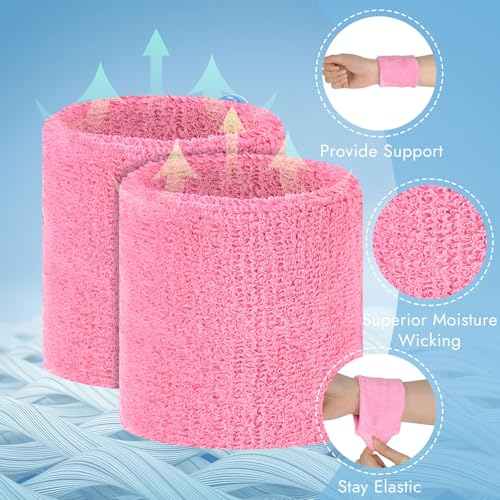 Image of 8 Pack Wrist Sweat Bands for Men Women, Absorbent Sports Wristband